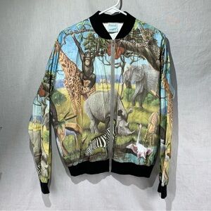 Vintage 90s Dupont Peacock Tyvec Paper Zoo Animal Zipper Jacket Size Medium